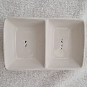 Rae Dunn HOPE. BELIEVE. Ceramic Divided Dish
